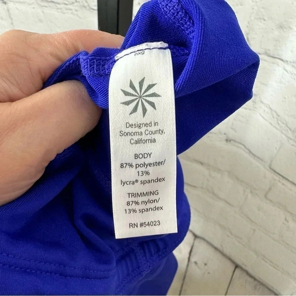 Athleta Blue Cropped Part Mesh Leggings Size Large - Picture 5 of 5